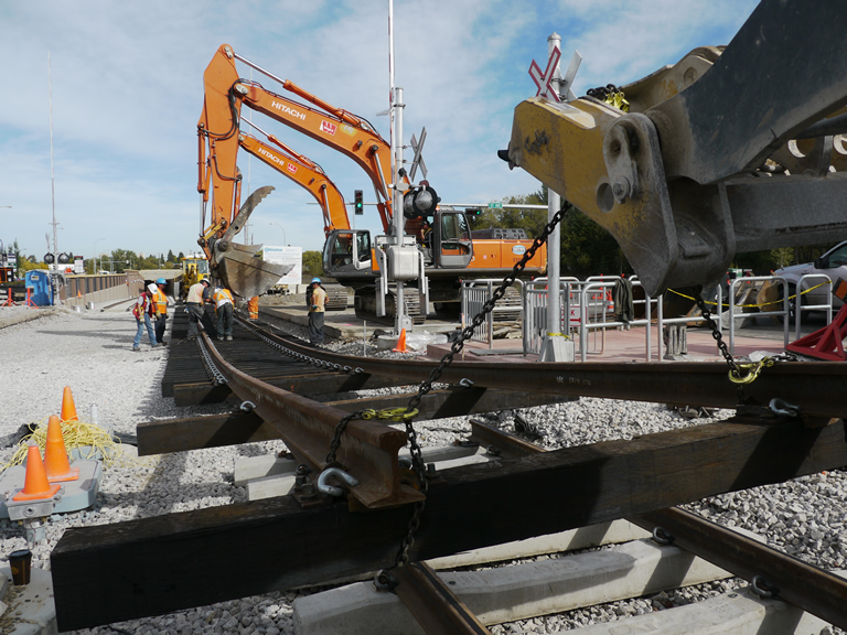 Summer south LRT track construction